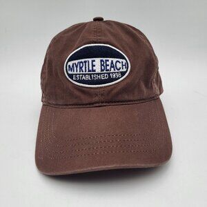 Myrtle Beach Hat Cap Strapback Brown Blue Patch Unstructured Mens